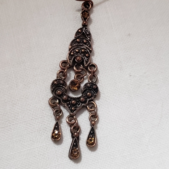 Vintage meets Boho Brass Chandelier Earrings - Picture 4 of 6